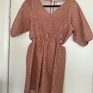 Avantlook Textured Tan Midi Dress